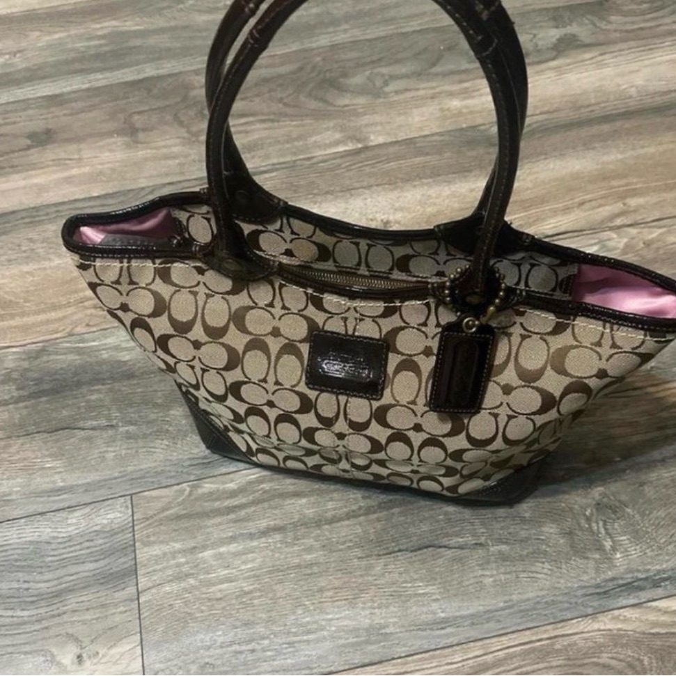 Coach Brown And Black Signature Tote
